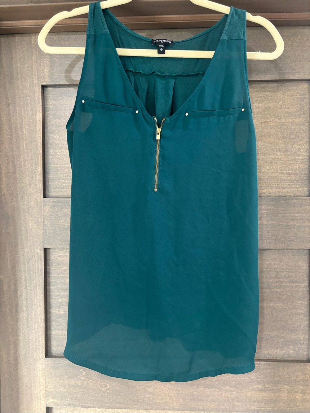 Express Teal Sleeveless Zip-Front Tank Top